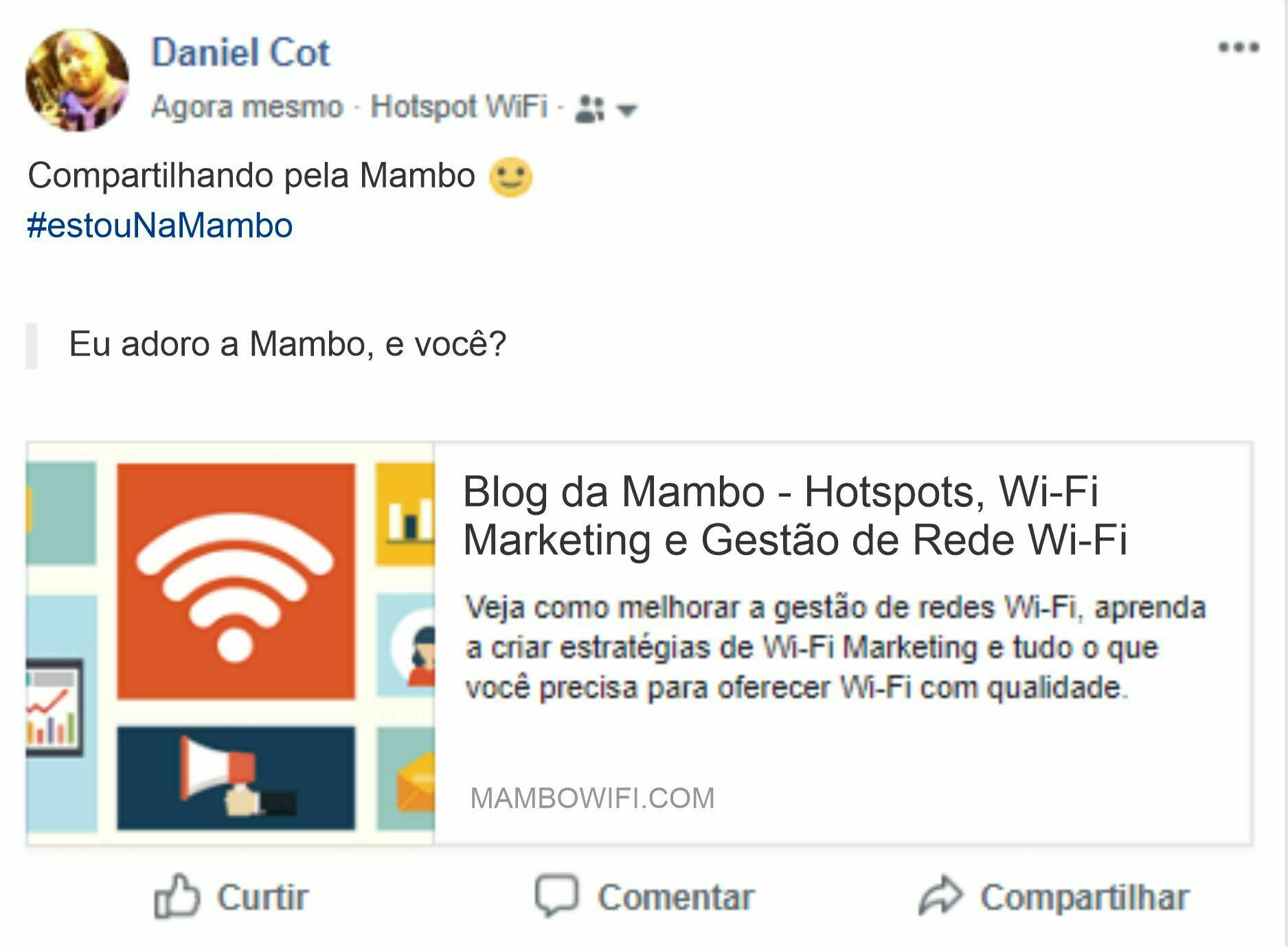 compartilhamento automático no facebook wifi